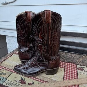 Texas Boot Co. Imperial Oxblood Leather Cowboy Boots Men's 7.5 Women's 9